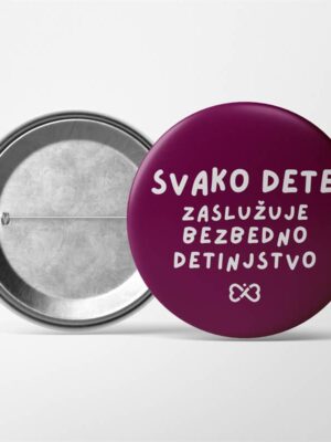 Bedž “Svako dete zaslužuje bezbedno detinjstvo” lila